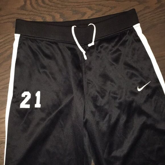 NIKE White & Black stripe running Workout gym warmup basketball tennis pants M - Picture 3 of 6